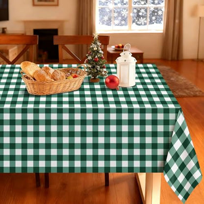 Green and White Gingham Disposable Tablecloths 54x108 Inch 4 Pack