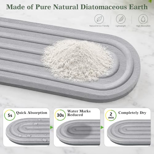 Water Absorbing Stone Sink Tray 12x4 Inches - Gray Quick Drying Organizer