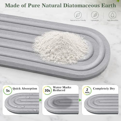 Water Absorbing Stone Sink Tray 12x4 Inches - Gray Quick Drying Organizer