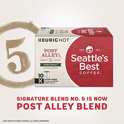 Seattle's Best Coffee Post Alley Blend (Previously Signature Blend No. 5) Dark Roast Single Cup Coffee for Keurig Brewers, 1 Box of 10 (10 Total K-Cup pods)