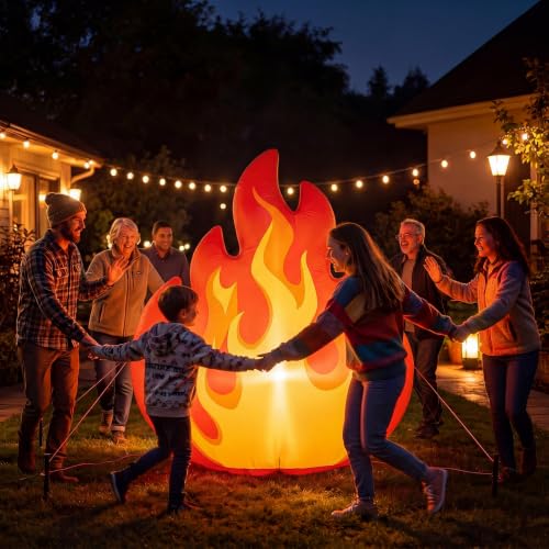 Inflatable 6ft Fake Campfire with Glowing Light for Outdoor Decor