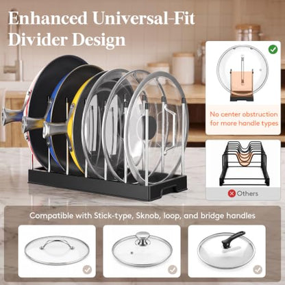 Lifewit Pot Lids Organizer with 7 Dividers - Inside Cabinet Pan Storage