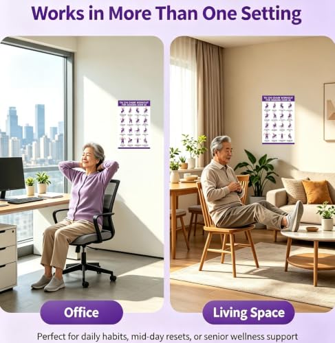 Tai Chi Chair Workout Chart for Seniors - Purple Wall Poster