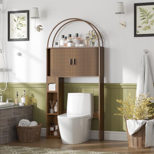 Walnut Over The Toilet Storage Cabinet - 66.9" Bathroom Organizer