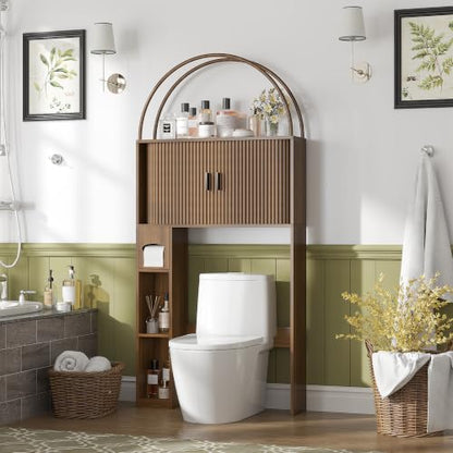 Walnut Over The Toilet Storage Cabinet - 66.9" Bathroom Organizer