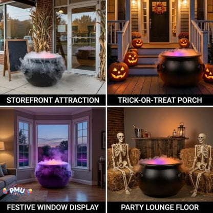 Halloween Cauldron Set with Multicolor Fogger - 18 Inch Black Decor