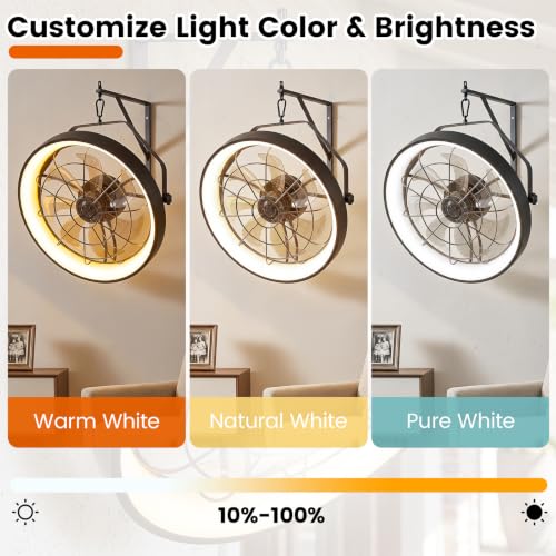 20-Inch Wall Mounted Fan with Dimmable LED Light, 6-Speed & Timer - Variation of THIS listing