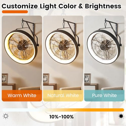 20-Inch Wall Mounted Fan with Dimmable LED Light, 6-Speed & Timer - Variation of THIS listing