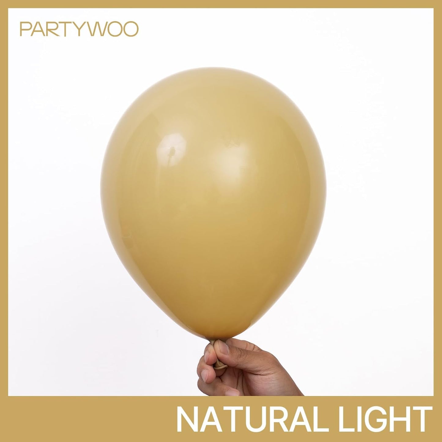 PartyWoo Tan Balloons - 100 Pcs Light Brown Neutral Boho Arch Kit | 5-18 Inch Sizes for Weddings & Parties