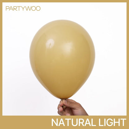 PartyWoo Tan Balloons - 100 Pcs 12 Inch Light Brown Latex Helium Balloons for Weddings & Celebrations