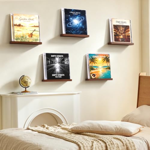 Vinyl Record Wall Mount Shelves - 12.6 Inch Pine Display Shelves for Records & Decor