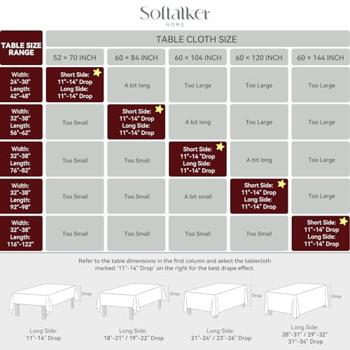 Softalker Red Geometric Line Christmas Tablecloth 60 x 104 Inch Waterproof & Washable