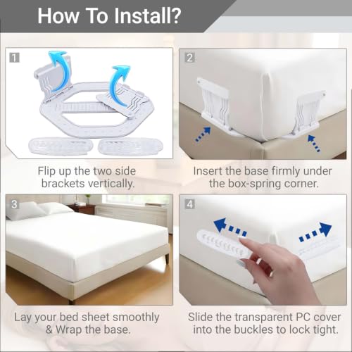 Heavy Duty Bed Sheet Holders for Corners - 4 Pack Fitted Sheet Clips with Locking Sliders