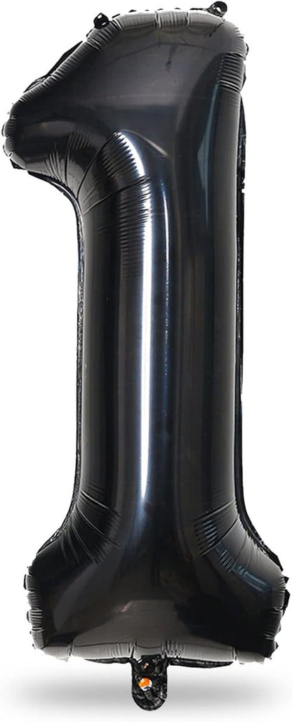Black Foil Balloon Number 1 by [Brand Name] - Giant Self-Inflating 40-Inch Helium Balloon for 1st Birthday & Celebrations