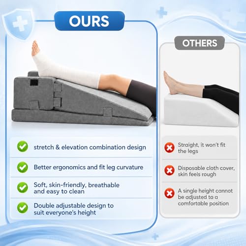 Leg Elevation Pillow Set for Post-Surgery Support - Adjustable Memory Foam Wedge