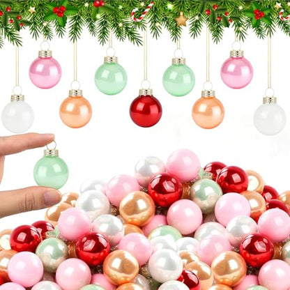 Matte Valentine Glass Balls Ornaments Set - Glittering Mini Hanging Decorations for Christmas & DIY Crafts
