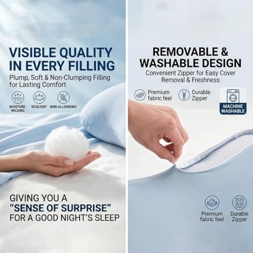 Body Align Cooling Body Pillow for Side Sleepers Blue - Removable Washable Cover