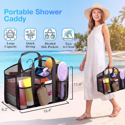 Mesh Shower Caddy with Hook and Handles for Dorms & Travel - Organize Bathroom Supplies