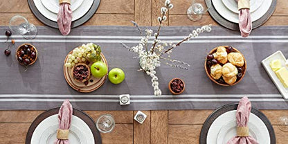 French Stripe Farmhouse Style Table Runner - Gray Chambray 14x72 Inches - Pack of 1