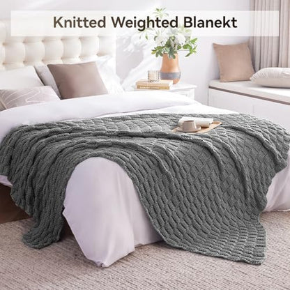 Weighted Blanket for Adults 36x48 Inches 5lbs No Beads Knitted Comfort Light Grey