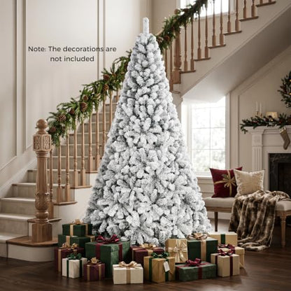 White Snow Flocked Artificial Christmas Tree 7.5 Ft Unlit with Branch Tips