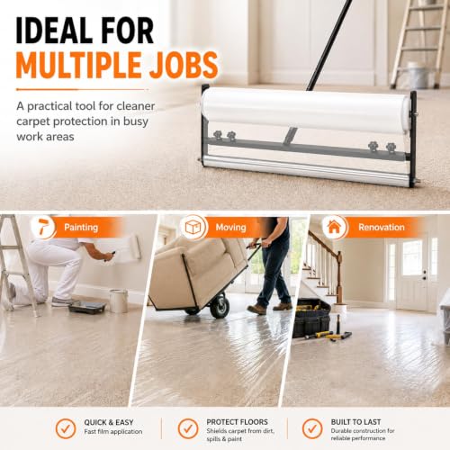 Adjustable Carpet Protection Film Applicator 24-36 Inch Rollers for Floors