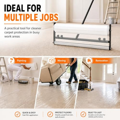 Adjustable Carpet Protection Film Applicator 24-36 Inch Rollers for Floors