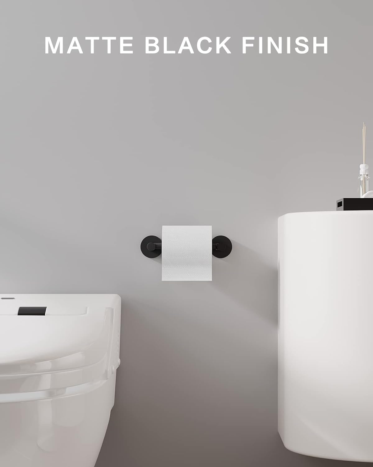 Skiennix Matte Black Toilet Paper Holder - Double Post Pivoting Design | Durable Stainless Steel & Zinc Alloy