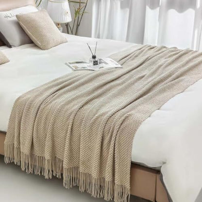 Light Gray Acrylic Bed Runner Set with Tassels - 51x67 Inches, Includes Cushion Covers & Inserts