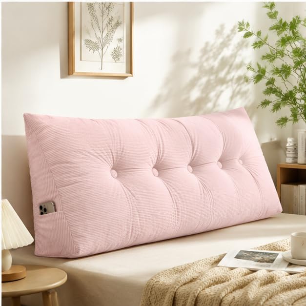 Twin XL Dorm Headboard Pillow - Pink Wedge Cushion 31.5x15.75in