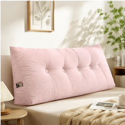 Twin XL Dorm Headboard Pillow - Pink Wedge Cushion 31.5x15.75in