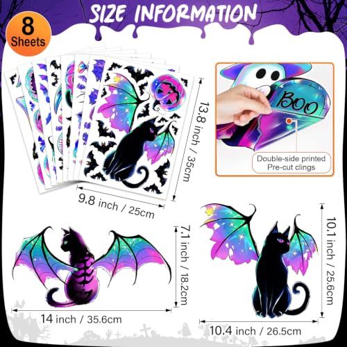 Halloween Window Clings Decor - 118 Pieces Purple Shimmering Stickers