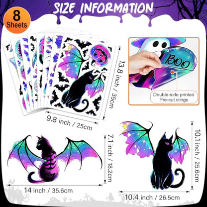 Halloween Window Clings Decor - 118 Pieces Purple Shimmering Stickers