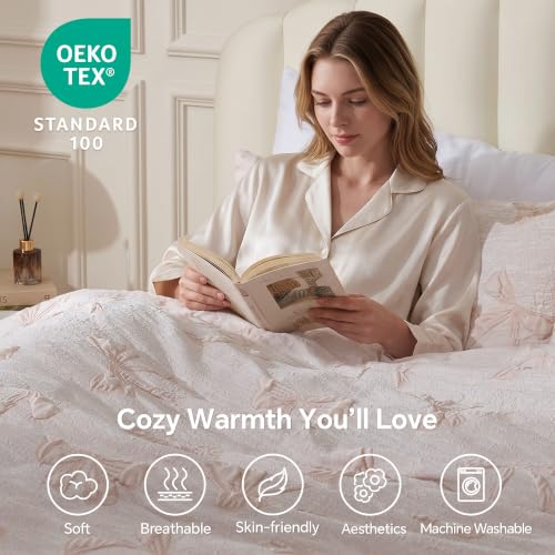 Pink Bow Comforter Set King Size Soft Fluffy Bedding - Bedelite