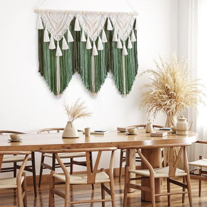 Large Green Macrame Wall Hanging Boho Woven Tapestry Home Decor