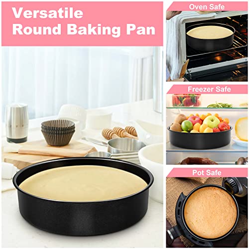 Homikit 8 Inch Cake Pan Set of 2, Stainless Steel Round Cake Baking Pans, Large Metal Smash Layer Cheesecake Pans Tins for Birthday Wedding, Nonstick & Healthy & Oven Safe