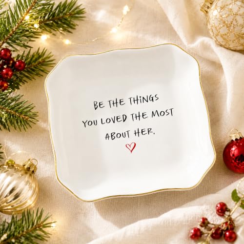 Memorial Keepsake Dish for Loss of Mom or Grandma - Sympathy Gift, 4.5 Inch Ceramic Trinket Tray