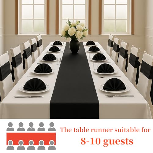 Black Satin Table Runner 12x108 Inches - Pack of 6 | Festive Event Decor