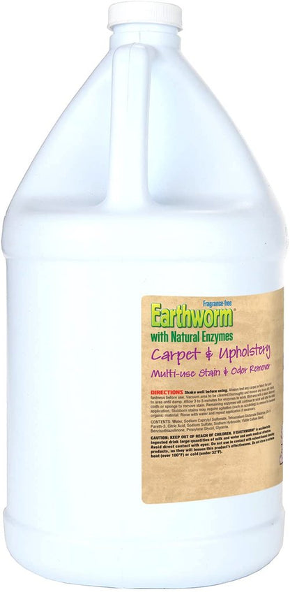 Earthworm Carpet & Upholstery Cleaner Multi-Use Stain & Odor Remover - Natural Enzymes, Safer for Family, Environmentally Responsible - 128 oz