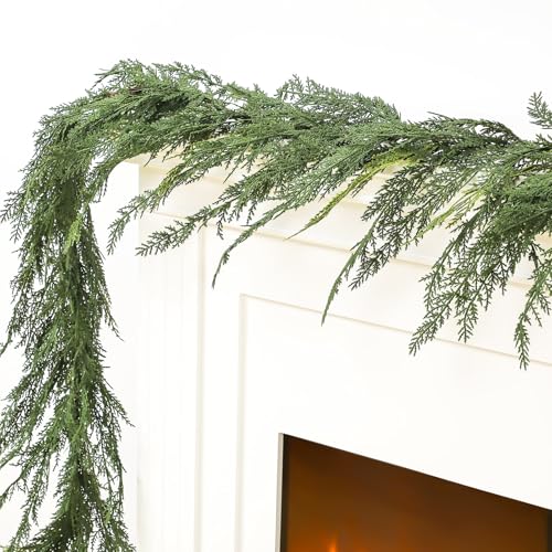 Jutom 9 ft Artificial Cedar Garland - Realistic Christmas Holiday Decor