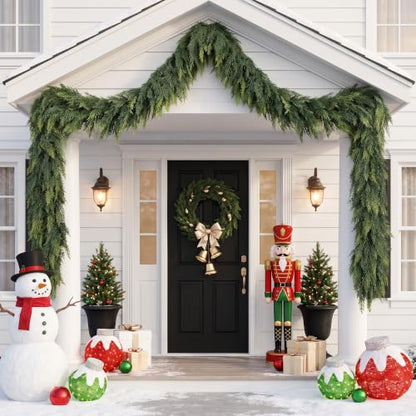 10FT Realistic Cedar Garland - Holiday Christmas Wreath & Decor - Variation of 1