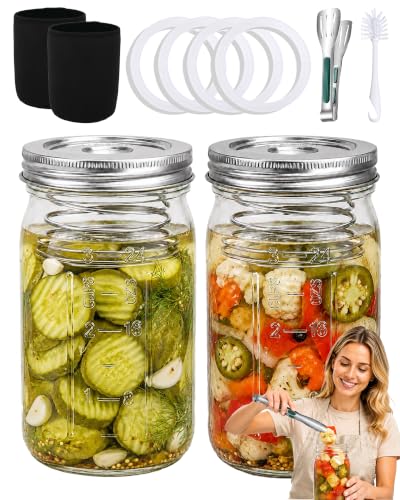 Stainless Steel Fermentation Jar Kit with Mason Jars - Complete Set for Sauerkraut & Kimchi