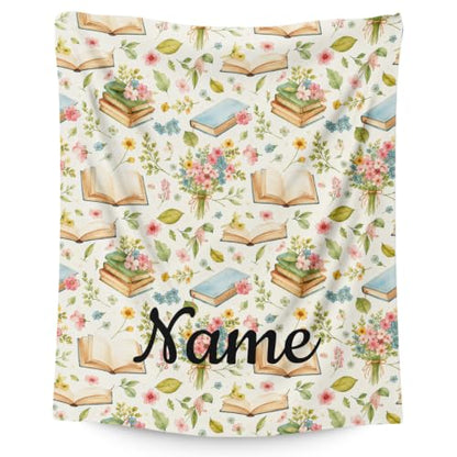Personalized Girls Book Blanket - Green, Custom Kid Throw for Reading & Comfort