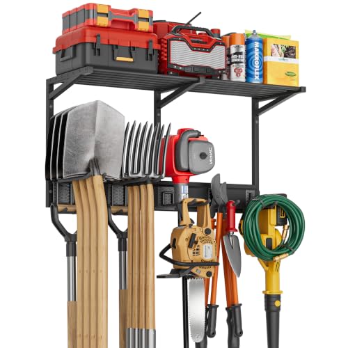 32-Inch Garage Wall Organizer with Shelves, Hooks & Heavy Duty Metal Storage