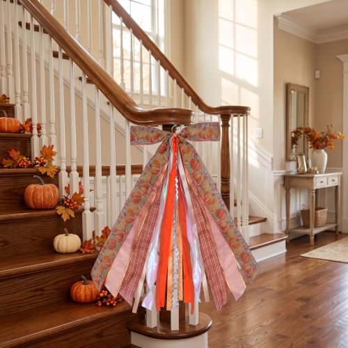 Autumn Wreath Sash Bow - Fall Decor 12x23.6 Inches Thanksgiving & Halloween