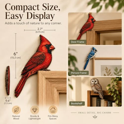 Wooden Bird Door Topper - Cardinal Bird Shape Corner Decor