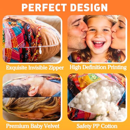 Personalized Round Face & Body Pillow with Photo - Custom Pet or Family Gift