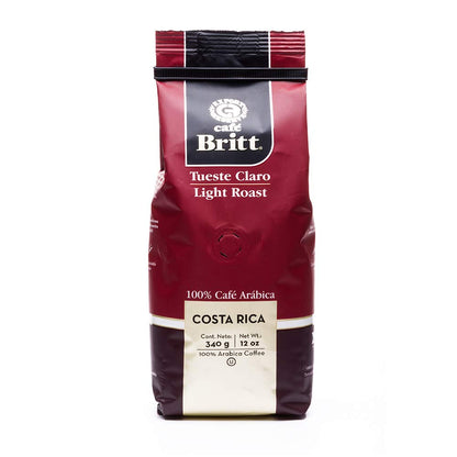 Café Britt® - Costa Rican Light Roast Coffee (12 oz.) - Whole Bean, Arabica Coffee, Kosher, Gluten Free, 100% Gourmet & Light Roast (1 Year Shelf-Life)