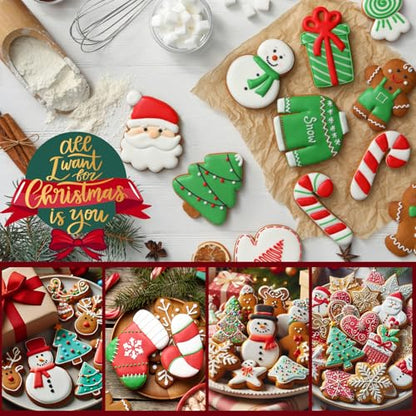Christmas Cookie Cutters Set - 11 Stainless Steel Shapes Including Snowflake, Snowman, Bell & More | Holiday Baking Supplies