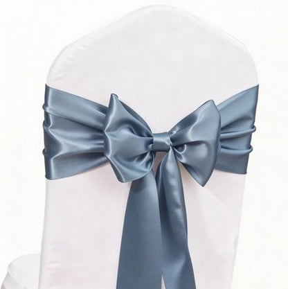 Gankar Dusty Blue Chair Sashes - 50 Pack Elegant Ties for Weddings, Parties & Events